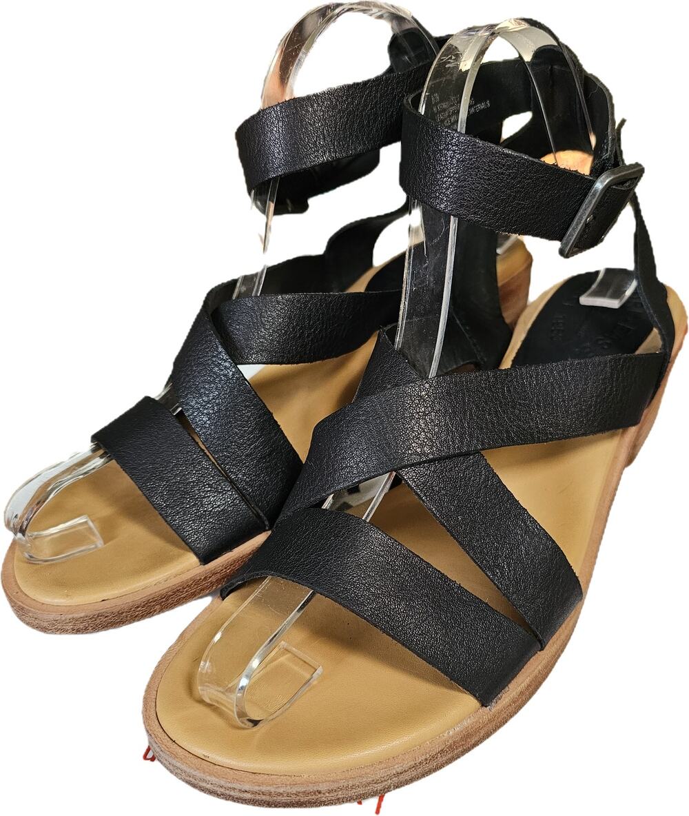 Kork Ease The Original Black Leather Strappy Sandals 8